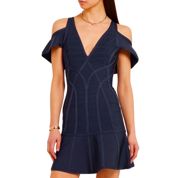 Gorgeous! HARVE LEGER Blue Dress Sz S - Picture 2 of 6